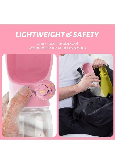 Toyfest Taşınabilir Mama Hazneli Evcil Hayvan Suluğu Seyahat Kabı Kilitlenebilen Su Sızdırmaz 380 ML