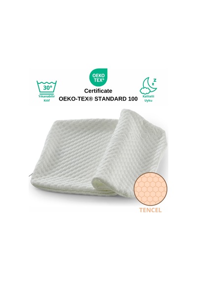 Rudu Tencel Yastık Kılıfı Visco Visko 60x40x14cm Beyaz
