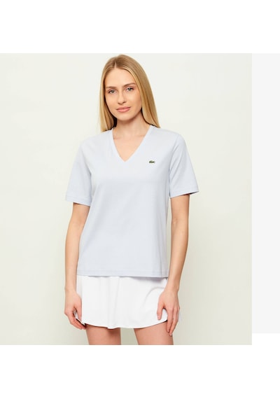 Lacoste V Yaka Organik Pamuk Bayan T-shirt Açık Mavi