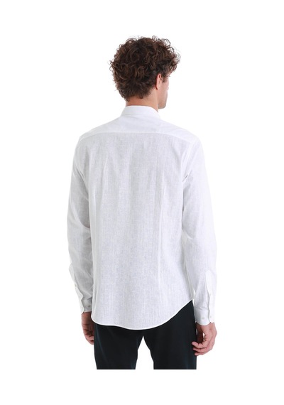 Hatemoğlu Beyaz Comfort Fit Baskılı Slim Yaka Uzun Kollu Spor Gömlek 24d190000007 406 Beyaz