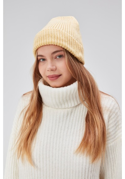 Derikem Basic Şık Standart Lüks Unisex Tiftik Bere Sarı