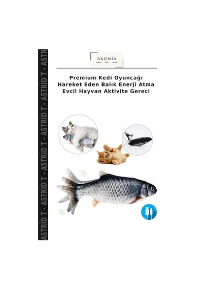 Premium Kedi Oyuncağı Hareket Eden Balık Enerji Atma Evcil Hayvan Aktivite Gereci