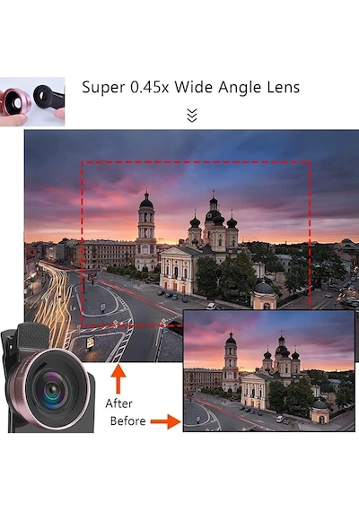 2 Si 1 Arada Klipsli Telefon Kamera Lensi 0.45x Ultra Geniş Açı 10x Makro 37mm Evrensel 49mm Uv Port Rose Gold Rose Gold