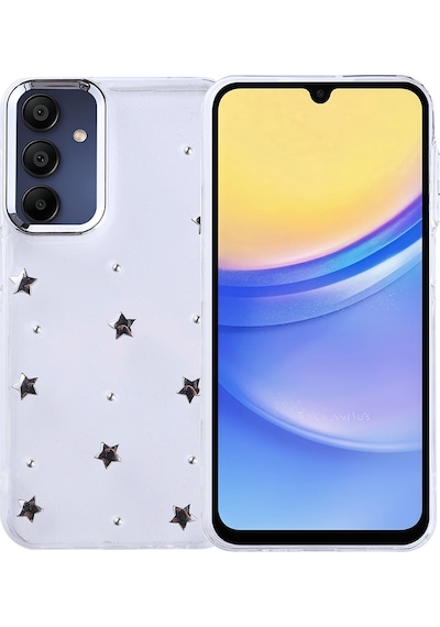 Samsung Uyumlu Galaxy A15 Kılıf Airbag Tasarımlı Simli Şeffaf Zore Kutup Kapak Yıldız