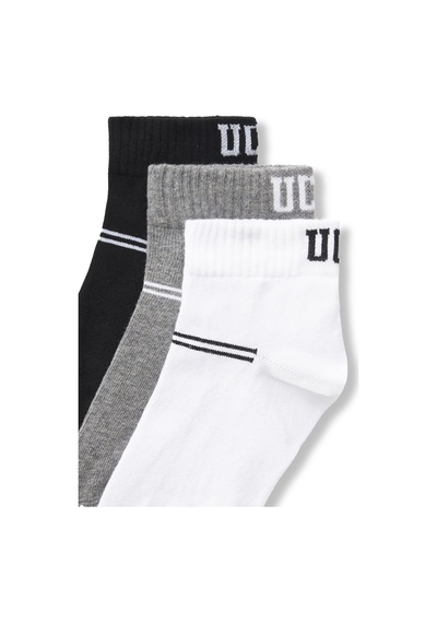 Ucla Brennus 3'lü Siyah Gri Beyaz Uzun Jakarlı Standard Fit Unisex Çorap Siyah Gri Beyaz