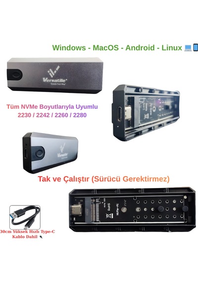 NBTech Versatile NB-M221 2TB Destekli NVMe M.2 SSD Kutusu