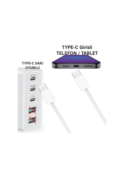 30cm Typec Şarj Kablosu 60w Hızlı Type-c Girişli Samsung Telefon Uyumlu Typec To Typec