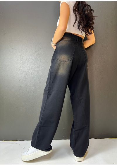 St.poll Vintage Eskitme Unisex Baggy Jean Pantolon Kahverengi