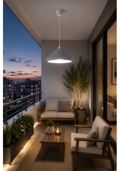Kubbe Form Sarkıt Avize Beton Görünümlü Dokulu Modern Dekoratif Avize E27 25 Cm - Gri Beyaz