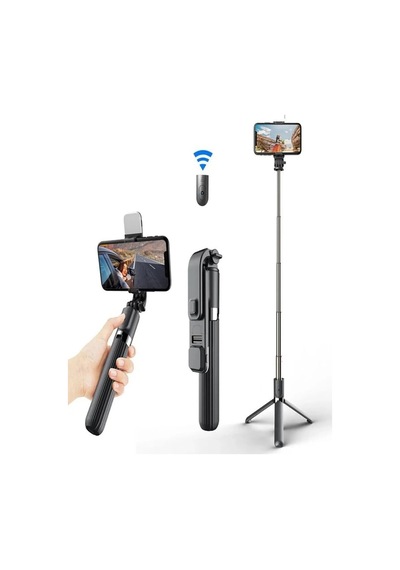 Led Işıklı Tripod Standı Kablosuz Bluetooth Uzaktan Kumandalı Selfie Çubuğu Çubuğu Yeni Youtuber
