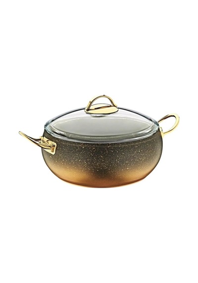 3141 28cm Granit Tencere Gold - Siyah