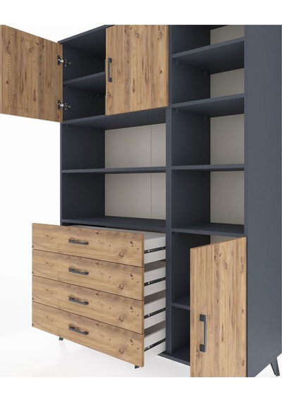Hyperion Dolap 9 Raflı 4 Çekmeceli 3 Kapaklı 132x44x195 Antrasit-çam/çam Atlas Çam/atlas Çam Hyperion Dolap 9 Raflı 4 Çekmeceli 3 Kapaklı 132x44x195 Antrasit-çam/çam Atlas Çam/atlas Çam