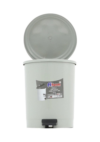 A Form Plastik Pedallı Basmalı 12 Litre Çöp Kovası Kutusu - 28x34 Cm. - Gri