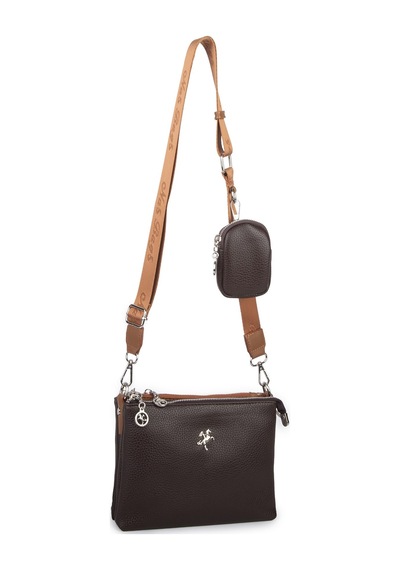 Nas Bag Mini Kadın 3 Gözlü Cüzdanlı Günlük Çapraz Çanta Kahve Taba Lopez