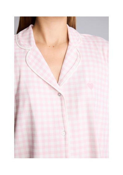 Defacto Regular Fit Kısa Kollu Pötikare Desenli Düğmeli Pijama Takımı H5759ax26aupn440 Pembe-pn440