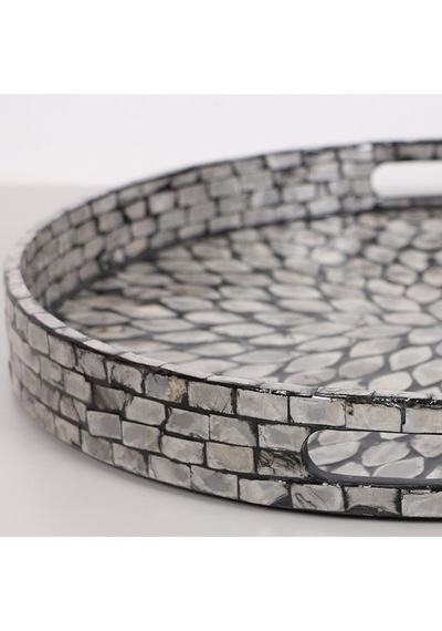 Pure Sedef 40 X4,5cm. Black Sedefli Mozaik Tepsi Mix