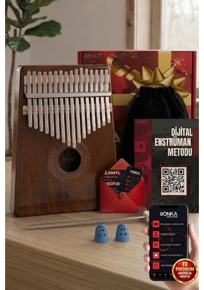 Midex Klx-553 Kalimba 1. Sınıf Maun Ağacı Mineral Çelik Paslanmaz 17 Tuş Tam Set