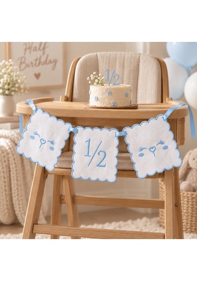 Tly Home & Baby 1/2 Yaş Nakışlı 3 Lü Doğum Günü Flaması Mavi Diğer
