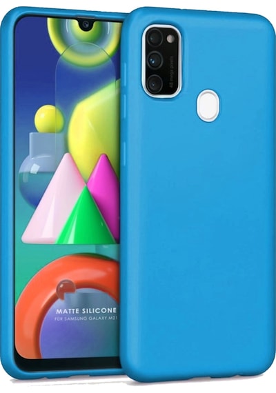 Samsung Uyumlu Galaxy M21 Arka Kapak Silikon Kılıf + Temperli Cam Ekran Koruyucu