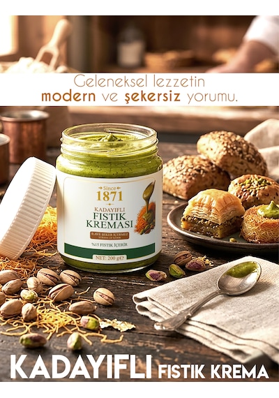 Kadayıflı Fıstık Kreması %15 Antep Fıstığı 200 G İlave Şeker İçermez