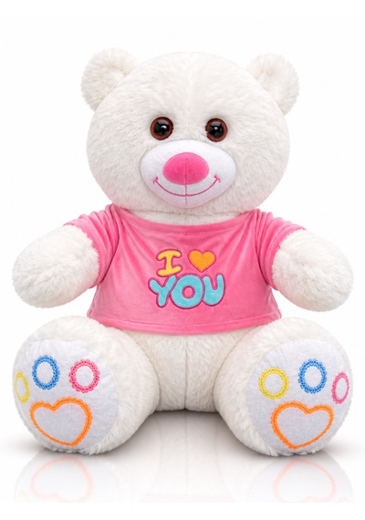 Ayıcık Elbiseli Ayıcık Yeni Seri Renkli 60cm - I Love You & Hediyelik Ayıcık Peluş Oyuncak 001 - Beyaz