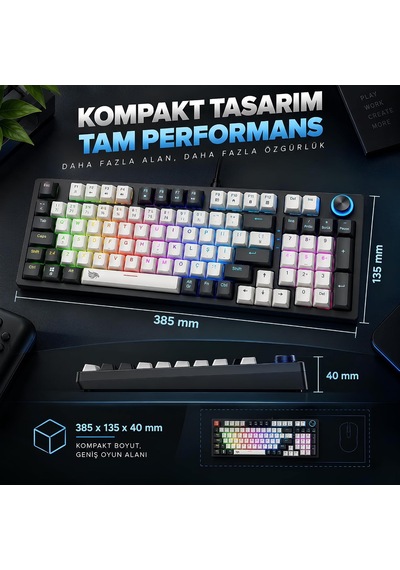 Kablolu Rgb Mekanik Oyuncu Klavyesi, Türkçe Q, Blue Switch Kb-12