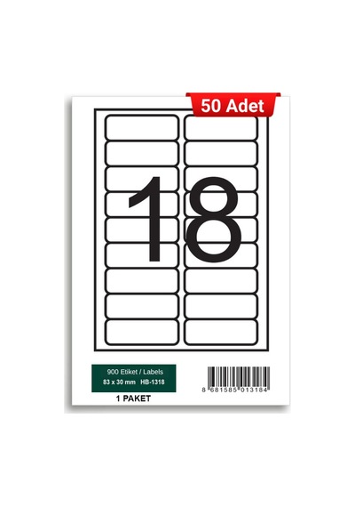 Herboy Hb-1318 83 X 30 Mm A4 Laser Etiket 50 Adet