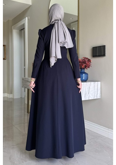 Rabia Şamlı Rose Elbise Lacivert Normal