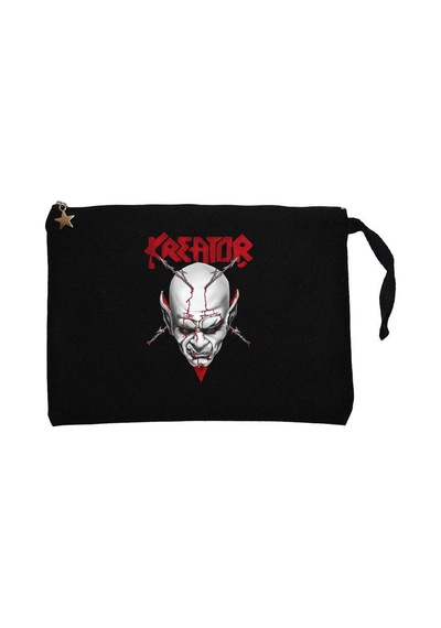Kreator Siluet Logo Siyah Clutch Astarlı Cüzdan / El Çantası
