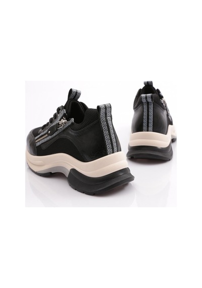 Dgn 30164 Kadin Bağcikli Fermuarli Spor Ayakkabi 30164-2027-R7704 Platin - Siyah