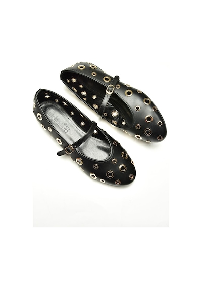 Fox Shoes U820084509 Siyah Kadın Babet Siyah-suni Deri Siyah
