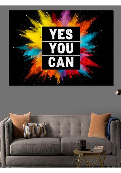 "yes You Can" Evet Yapabilirsin Motivasyon Yazısı Dekoratif Kanvas - Mdf Ahşap Tablo
