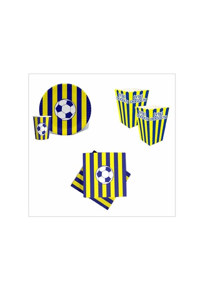 Taraftar Fenerbahçe Sarı Lacivert 8 Tabak, 8 Bardak, 10 Peçete, 8 Mısır Kutusu