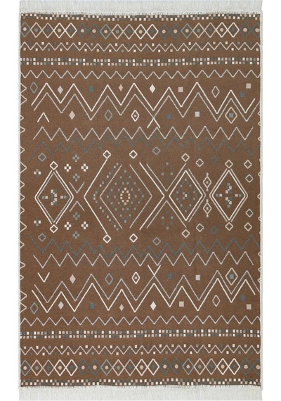 Arya Ar 05 Beige Blue %100 Geri Dönüşümlü Pamuktan Çift Taraflı Yıkanabilir Modern Dekoratif Kilim