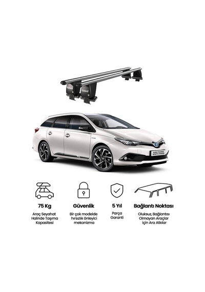 Royal Toyota Auris E210 Touring 2018 Ve Sonrası Uyumlu Gri Ara Atkı Port Bagaj Tavan Barı