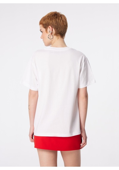 Moschino Jeans Beyaz Kadın Baskılı T-shirt 241k1j0710