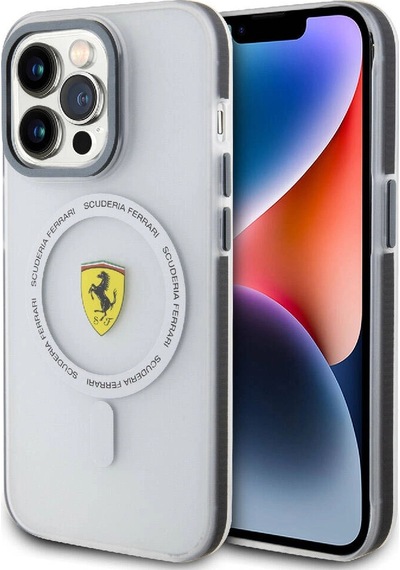 Apple iPhone Uyumlu 15 Pro Kılıf Ferrari  Lisanslı M-safe Şarj Özellikli Kontrast Bumper Sf Ring Kap