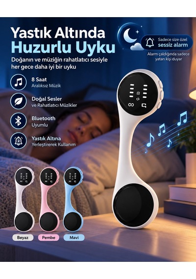 Bluetooth Yastık Altı Uyku Hoparlörü Sessiz Alarm Rahatlatıcı Doğal Sesler