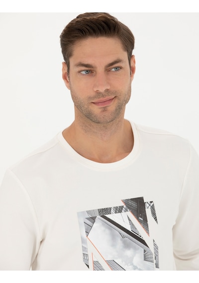 Pierre Cardin Erkek Ekru Sweatshirt 50273418-vr019 Ekru