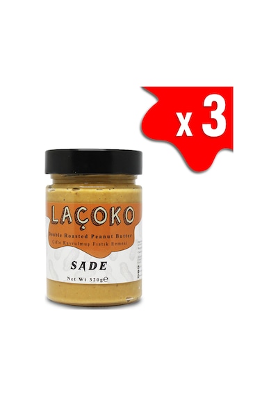 Laçoko Doğal Çifte Kavrulmuş Yer Fıstığı Ezmesi 3 x 320 G
