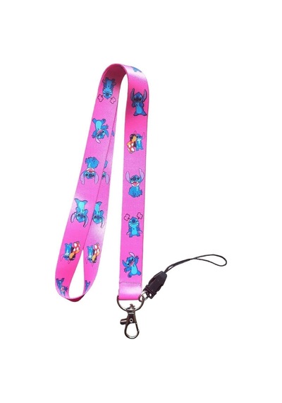 Lilo Ve Stitch Pembe Kart Askı Ipi Yaka Askı Ipi, Boyun Askı, Telefon Askı Aparatı, Mavi Kartlık