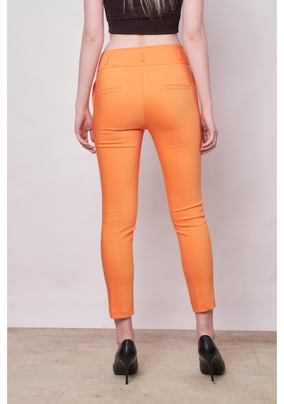 JUMENT Yüksek Bel Kalın Kemerli Cepli Dar Paça Bilek Boy Pamuklu Likralı Kumaş Pantolon -mango