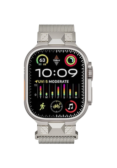 Apple Uyumlu  Watch Ultra 49 mm Zore Krd-107 Metal Hasır Kordon-gri