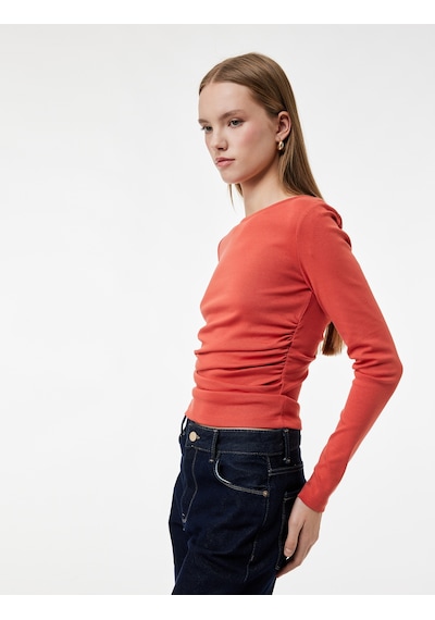 Koton Pamuklu Slim Fit Kayık Yaka Drapeli Uzun Kollu Tişört Turuncu 6wal10195ık Turuncu Koton Pamuklu Slim Fit Kayık Yaka Drapeli Uzun Kollu Tişört Turuncu 6wal10195ık Turuncu