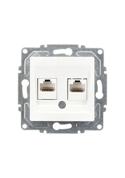 Eqona Radius Neoline İkili Data Prizi 2 X Rj45 Cat6 , Beyaz Mekanizma + Tuşkapak