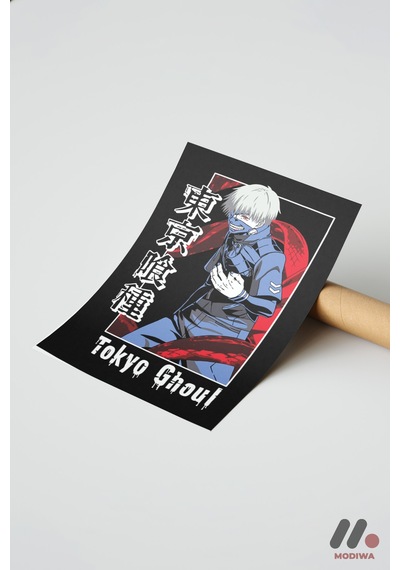 Tokyo Ghoul Kaneki Maske Poster, Çerçevesiz Yüksek Kalite Duvar Afişi - Anime Severlere Özel Hediye