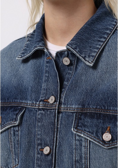 Colins Oversize Fit Düğmeli Astarsız Kadın Mavi Ceket Cl1076895 Q1.v1 Dn44579 Denim