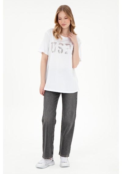 U.S. Polo Assn. Kadın Beyaz Bisiklet Yaka Basic Tişört 50300850-VR013