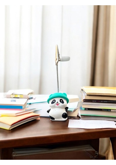 Şapkalı Kawaii Sevimli Panda Fotoğraf Ve Not Tutucu - Ofis Masa Not Tutacağı Turkuaz