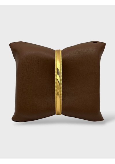 Arnes Jewelry Çelik 22 Ayar Altın Kaplama Desenli Kalın Ajda Bilezik - 1 Adet 20 Cm Ar644nes Gold
